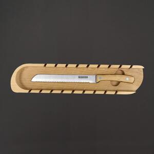 AMADEA Drevená doštička na bagety s nožom, masívne drevo, 41x9x3 cm