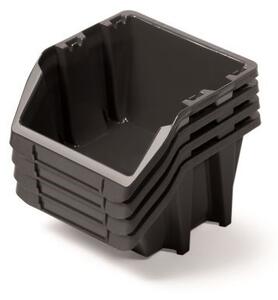 Sada 4 úložných boxov po 27,2 × 23,8 × 16 cm, čierna