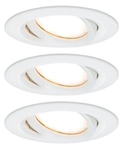 Paulmann Nova Plus 3 ks LED bodové svetlá okrúhle biele, Biela / opálová, Chodba, Hliník, Moderný, Zapustené stropné svietidlo
