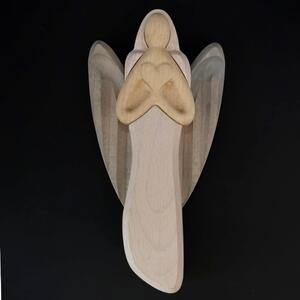 AMADEA Drevený anjel so srdcom, farebný, masívne drevo, 22x12x2 cm