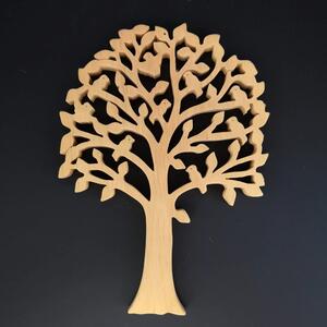 AMADEA Drevený strom s vtáčikmi, masívne drevo, výška 24 cm