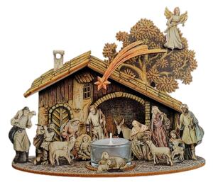 AMADEA Drevený skladací betlehem 3D 23 cm