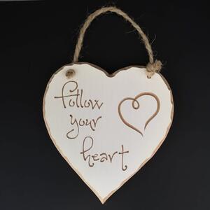 AMADEA Drevené srdce s rytým textom - Follow your heart, masívne drevo, 16x15x1 cm