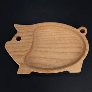 AMADEA Drevená miska v tvare ošípanej, masívne drevo, rozmer 20x12,50x2 cm