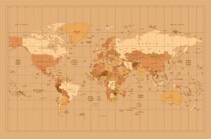 Tapeta mapa sveta v béžovom odtieni