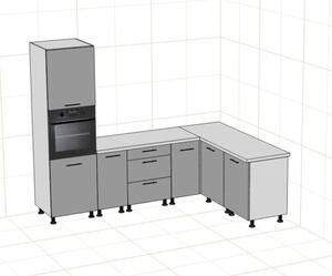 Rohová kuchyňa Lisa pravý roh 300x220 cm (sivá)