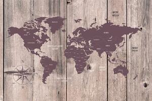 Tapeta hnedo-fialová mapa na drevenom pozadí