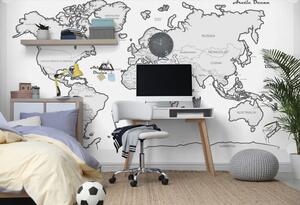 Samolepiaca tapeta mapa sveta so šedým okrajom