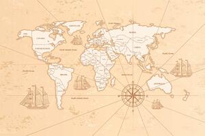 Tapeta zaujímavá béžová mapa sveta