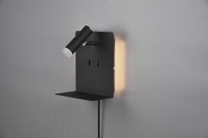 Trio ELEMENT | kovová nástenná lampa s USB nabíjačkou Farba: Čierna