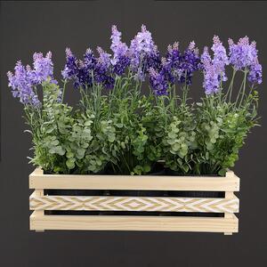 AMADEA Drevený obal na tri kvetináče s motívom kosoštvorcov, 47x17x15cm, drevený kvetináč