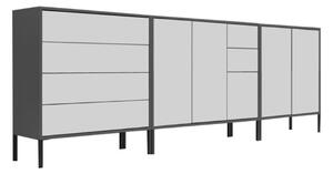 ŠIROKÁ KOMODA, antracitová, biela, 263,5/86/33 cm MID.YOU - Komody, Online Only