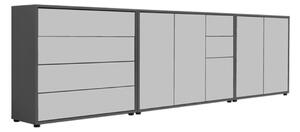 ŠIROKÁ KOMODA, antracitová, biela, 263,5/73/33 cm MID.YOU - Komody, Online Only