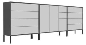 ŠIROKÁ KOMODA, antracitová, biela, 263,5/86/33 cm MID.YOU - Komody, Online Only