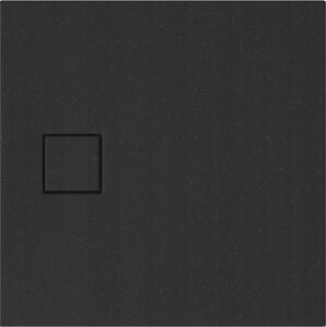 Cersanit Tako Slim, štvorcová akrylátová sprchová vanička 80x80x4 cm + čierny sifón, čierna, S932-165