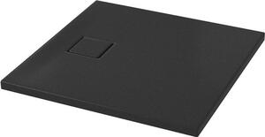 Cersanit Tako Slim, štvorcová akrylátová sprchová vanička 80x80x4 cm + čierny sifón, čierna, S932-165
