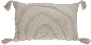Dekoračný béžový bavlnený vankúš Ibiza v obdĺžnikovom tvare so strapcami 30 x 50 cm 38862