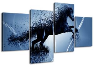 Gario 4 dielny obraz na plátne Modrý kôň - Jakub Banas Veľkosť: 120 x 70 cm