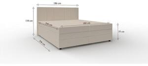 Čalúnená posteľ Alexa 180x200, béžová, vrátane matraca
