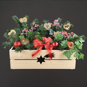 AMADEA Drevený vianočný kvetináč s kométou prírodnou, vo vnútri s čiernou fóliou, 52x21,5x17cm, český výrobok