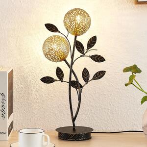 Stolná lampa Lucande Evory, 48 cm, 2 svetlá, čierna/zlatá, G9