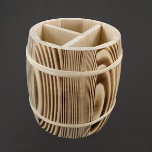 AMADEA Drevený stojan na príbory - Príborník súdok, masívne drevo, 16 cm