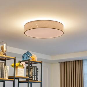 Lindby LED stropné svietidlo Ellamina, Ø 60 cm, biela, textil, Biela / opálová, Obývacia izba / jedáleň, Textil / látka / hodváb, Moderný, Závesné svietidlo