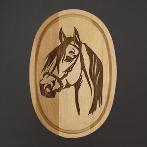 AMADEA Drevená servírovacia doska - podnos oválne kôň, masívne drevo, 30 cm