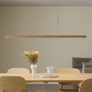 Quitani LED závesné svietidlo Nora, dub prírodný, dĺžka 118 cm, Svetlé drevo, Obývacia izba / jedáleň, Drevo, Moderný, Závesné svietidlo