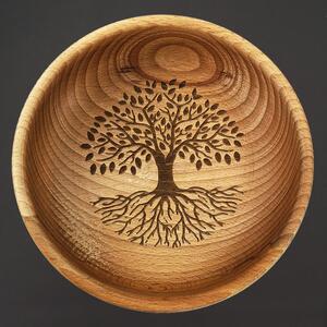 AMADEA Drevená miska strom, masívne drevo, 18 cm