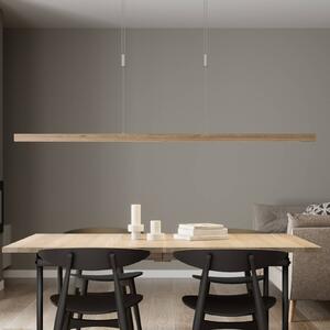 Quitani LED závesné svietidlo Nora, dub prírodný, dĺžka 158 cm, Svetlé drevo, Obývacia izba / jedáleň, Drevo, Moderný, Závesné svietidlo