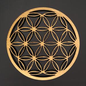 AMADEA Drevený podtácok okrúhly mandala, masívne drevo, priemer 10,5 cm