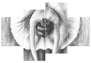Gario 4 dielny obraz na plátne Šedá rozcvička baletky Veľkosť: 120 x 70 cm