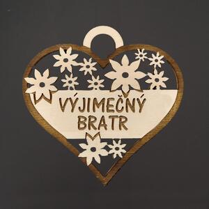 AMADEA Drevené srdce s textom "výnimočný brat", 7 cm, český výrobok