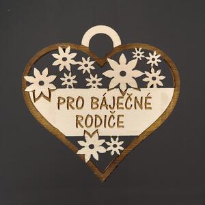 AMADEA Drevené srdce s textom "pre báječných rodičov", 7 cm, český výrobok