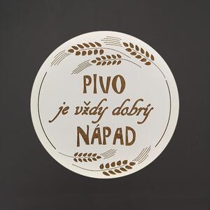 AMADEA Drevený podtácok okrúhly Pivo text "pivo je vždy dobrý nápad", priemer 10,5 cm
