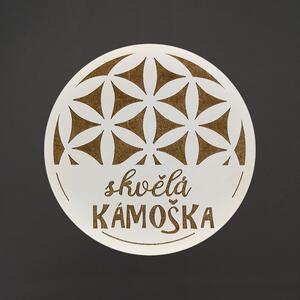AMADEA Drevený podtácok okrúhly text "skvelá kamoška", priemer 10,5 cm, český výrobok
