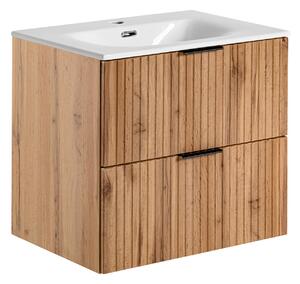 Comad Kúpeľňová skrinka s keramickým umývadlom Adel Oak 60 cm - dub wotan