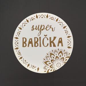 AMADEA Drevený podtácok okrúhly text "super babička", priemer 10,5 cm, český výrobok