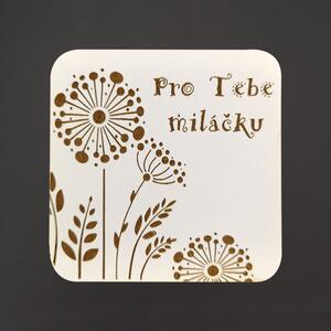 AMADEA Drevený podtáček hranatý text "pre Teba miláčik", priemer 9 cm, český výrobok