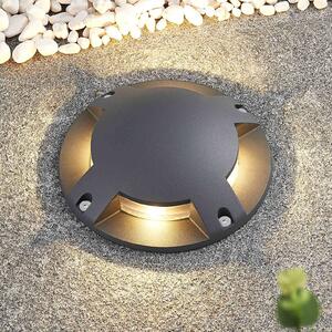 Lindby LED podlahové bodové svietidlo Cormac, 4 svetlá, Ø 21 cm, IP67, Čierna, Hliník, Moderný, Zapustené okrúhle
