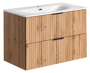 Comad Kúpeľňová skrinka s keramickým umývadlom Adel Oak 80 cm - dub wotan