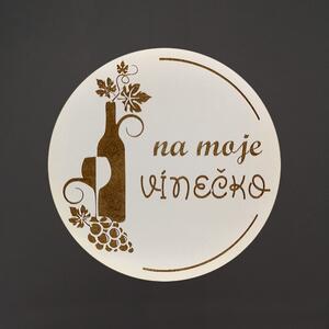 AMADEA Drevený podtácok okrúhly Víno text "na moje vínko", priemer 10,5 cm, český výrobok
