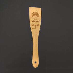 AMADEA Drevená obracačka buk text "na mňamky", masívne drevo, dĺžka 30 cm, český výrobok