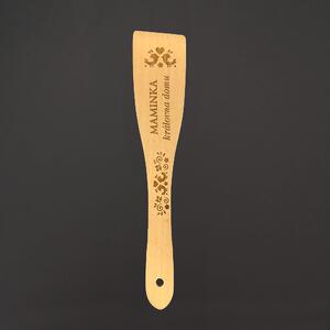 AMADEA Drevená obracačka buk text "mamička kráľovná domu", masívne drevo, dĺžka 30 cm, český výrobok