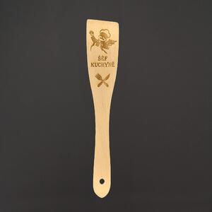 AMADEA Drevená obracačka buk text "šéf kuchyne", masívne drevo, dĺžka 30 cm, český výrobok