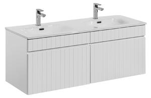 Comad Kúpeľňová skrinka s keramickým dvojumývadlom Iconic White 120 cm - biela