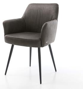 DELIFE Jedálenská stolička Xana-Flex s opierkami mikrovlákno antracit vintage 4-nohá zúžená čierna vrecková pružina