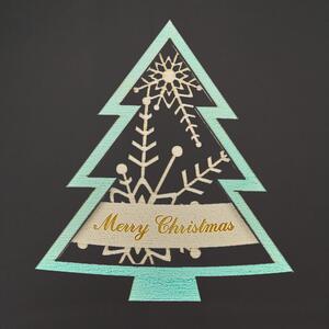 AMADEA Drevená ozdoba stromček Merry Christmas dvojitý zelený, 9 cm, český výrobok