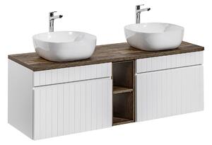 Comad Kúpeľňová skrinka s doskovými umývadlami set Iconic White 180 biela/dub santa fe vitage